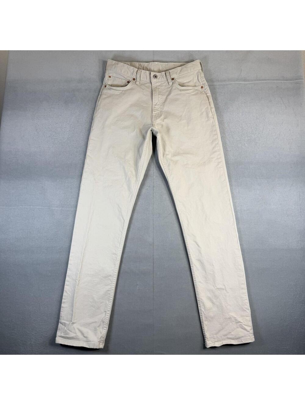 Buck Mason Jeans Mens 30x34 Light Gray Slim Fit Zip Fly Straight Leg Twill Denim